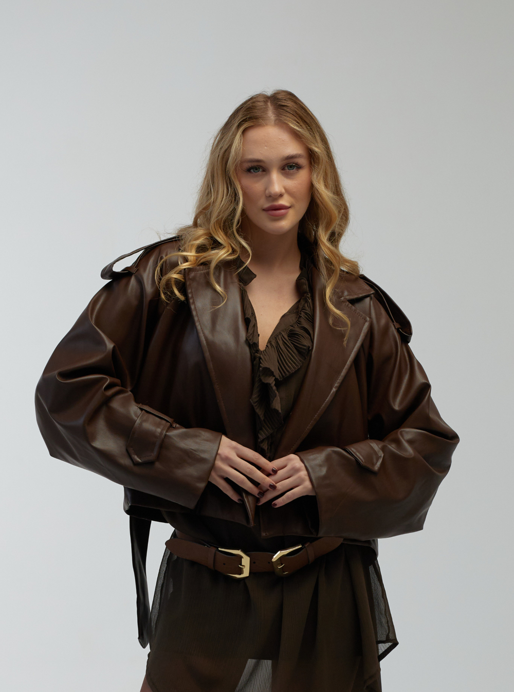 Куртка Joleen с поясом экокожа