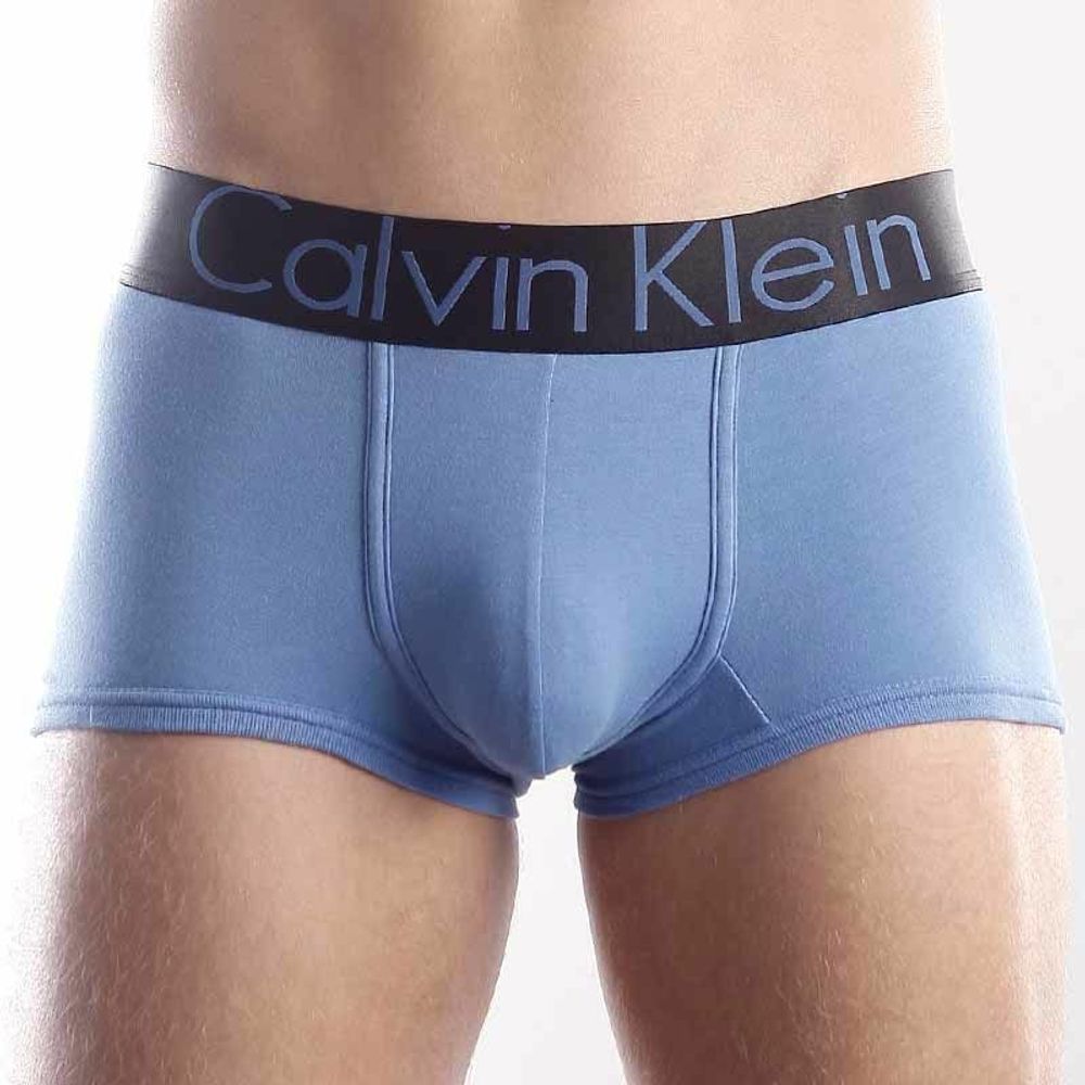 Мужские трусы брифы синие с черной резинкой Calvin Klein Steel Black Waistband Blue