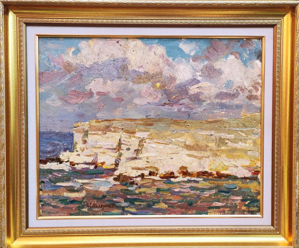 Картина Столяренко П.К. "Берег моря" картон/масло 50х50