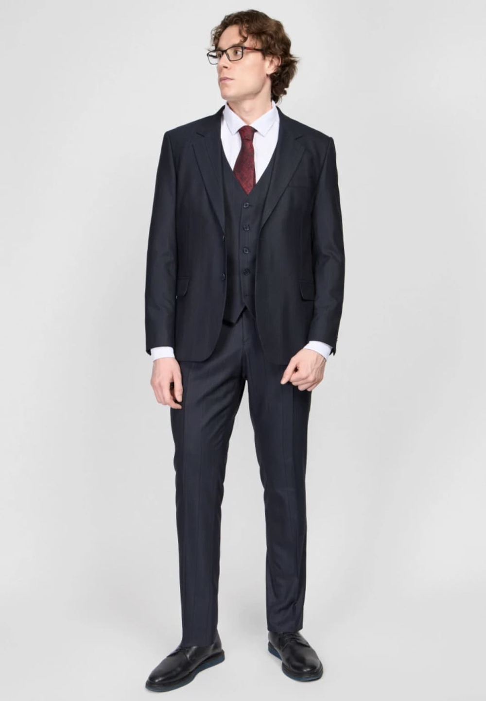 Мужской костюм тройка в полоску (синий) В77