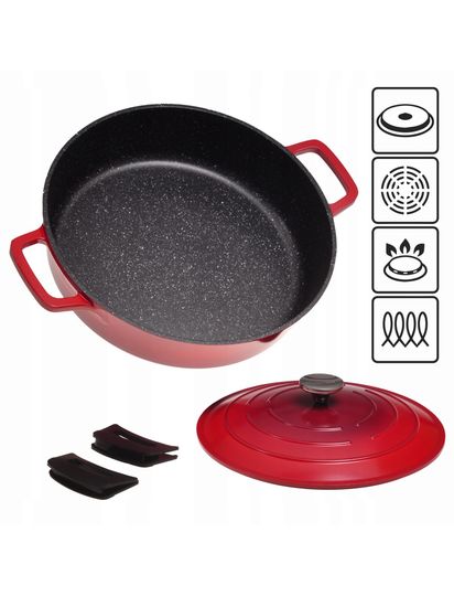 Кастрюля низкая 4 л. Kamille KM 4468 серия DUBLIN из литого алюминия с антипригарным покрытием с крышкой