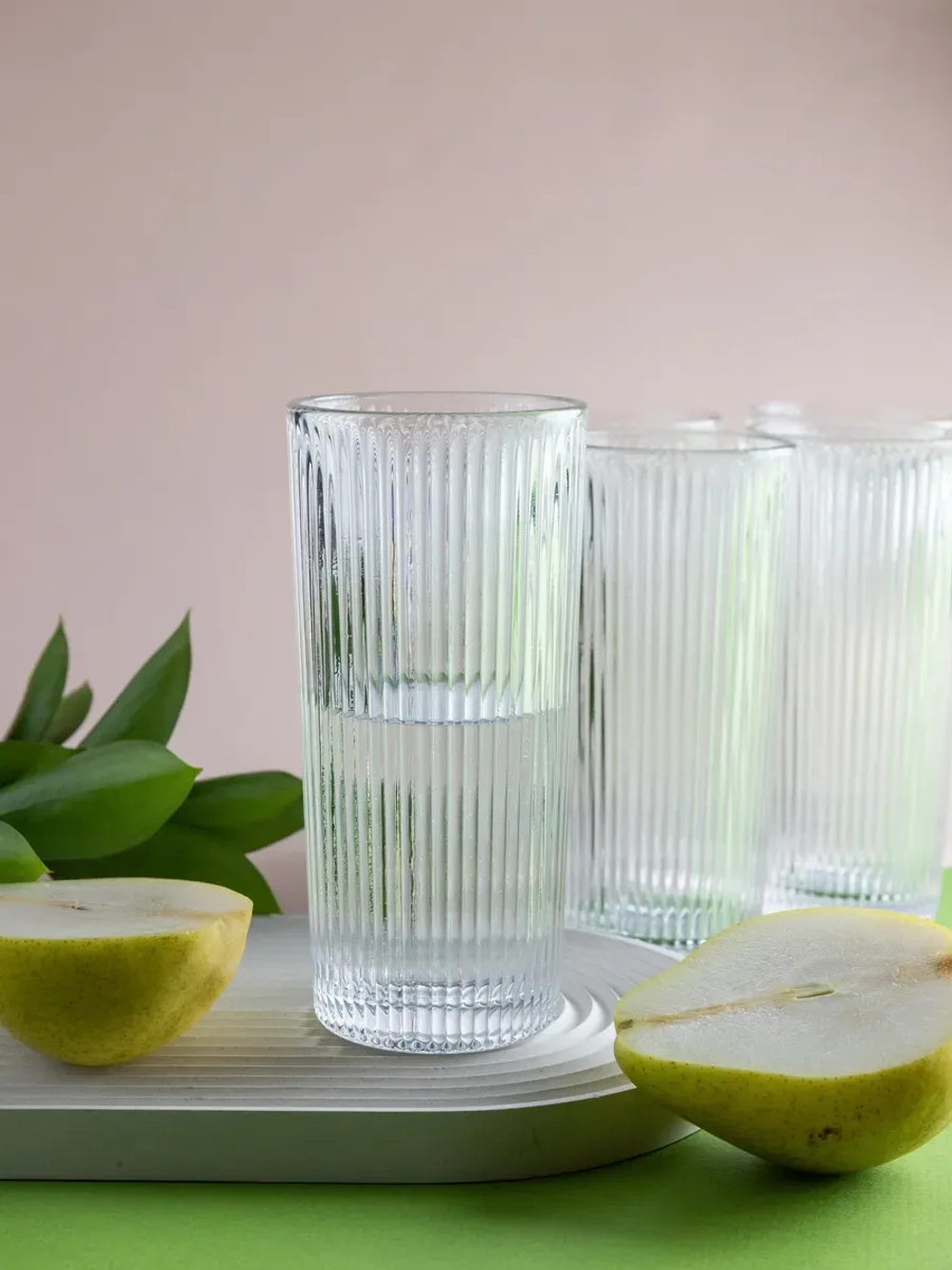 Набор ребристых бокалов для воды, 330 мл. 6 шт. прозрачные