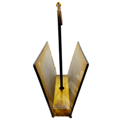 Газетница напольная в стиле Пьеро Форназетти. Черный лак, дерево, деколь. Италия, 1960–1970-е