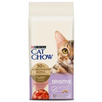 Сухой корм Cat Chow® для кошек с чувствительным пищеварением, с домашней птицей и лососем, Пакет 1,5 кг