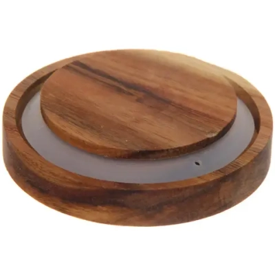 Банка для продуктов стеклянная 700мл «ICE» с крышкой из акации