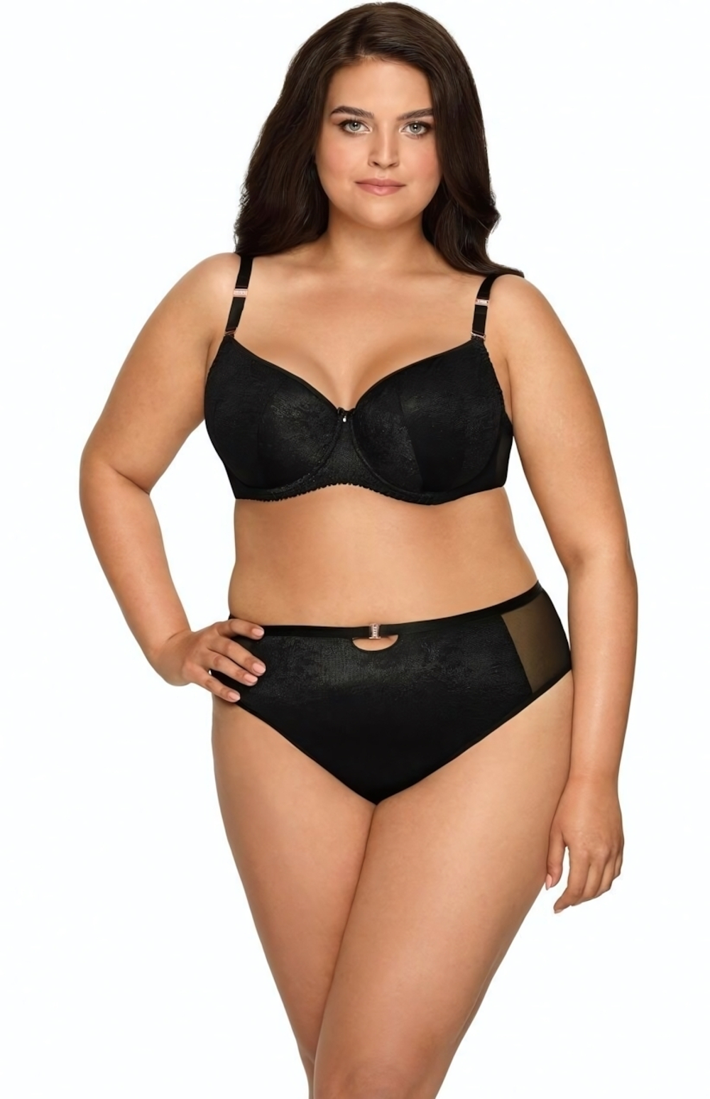 Трусики-слип из эластичной ткани с сетчатыми вставками по бокам (Размер: M) (Цвет: черный)