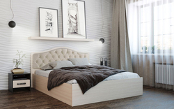 Кровать с подъемным механизмом Дели 160х200, дуб молочный/карамель