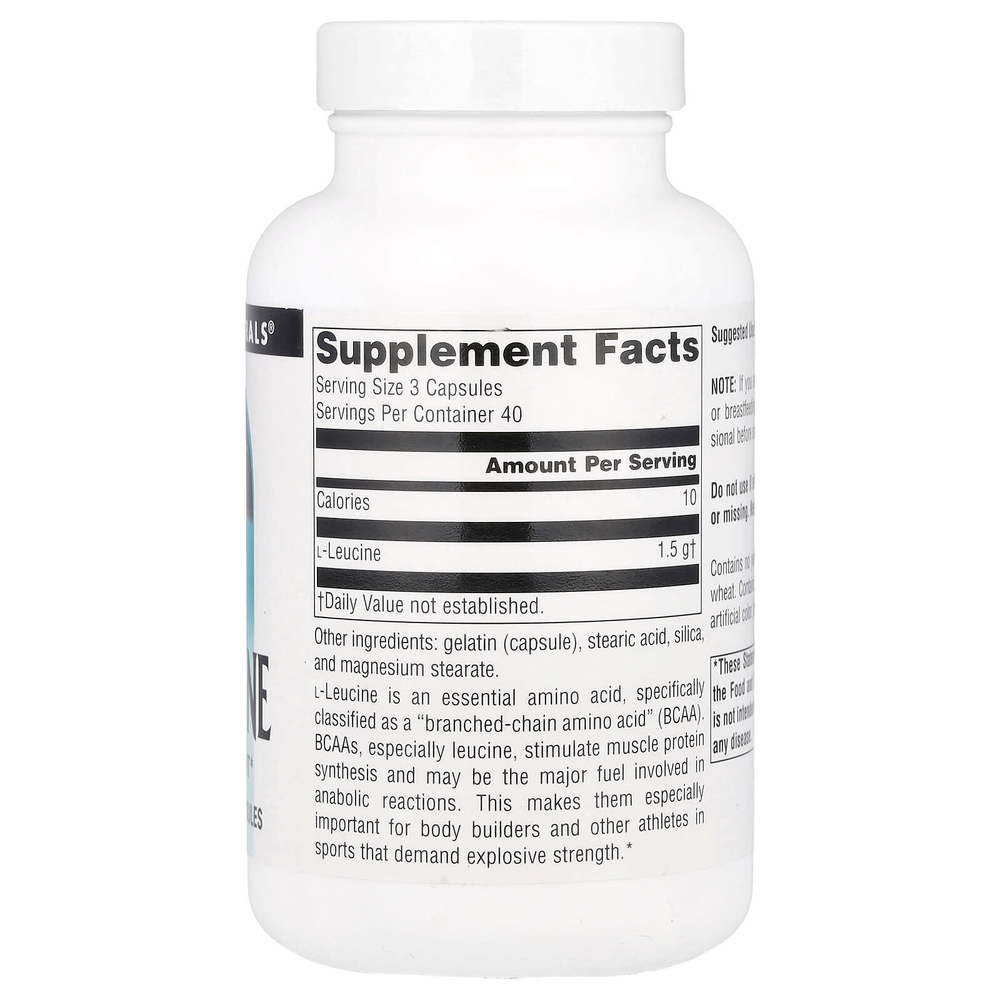 Source Naturals, L-лейцин в свободной форме, 1500 мг, 120 капсул (500 мг в каждой капсуле)