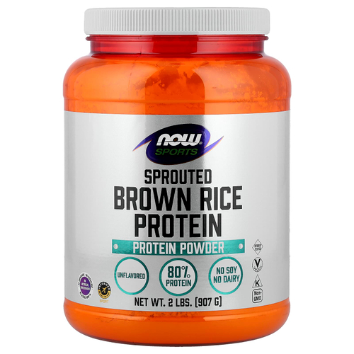 NOW Foods, Sports, протеиновый порошок из проросшего коричневого риса, без добавок, 907 г (2 фунта)