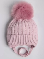 Шапка зимняя вязаная с помпоном детская