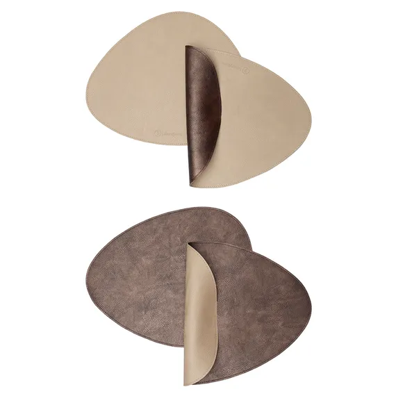 Набор из 4-х двухсторонних сервировочных салфеток drop, 33х41 см, шоколадный/бежевый