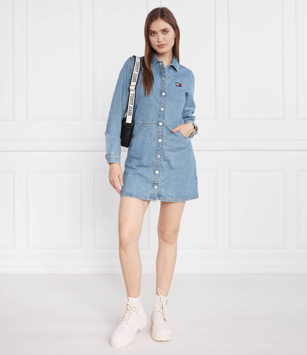 Платье TJW LS BADGE DENIM MINI Tommy Jeans - голубой(DW0DW15892)