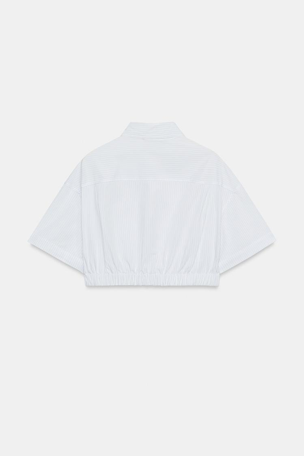 ZARA УКОРОЧЕННАЯ РУБАШКА ИЗ ПОПЛИНА В ПОЛОСКУ, СИНИЙ/БЕЛЫЙ