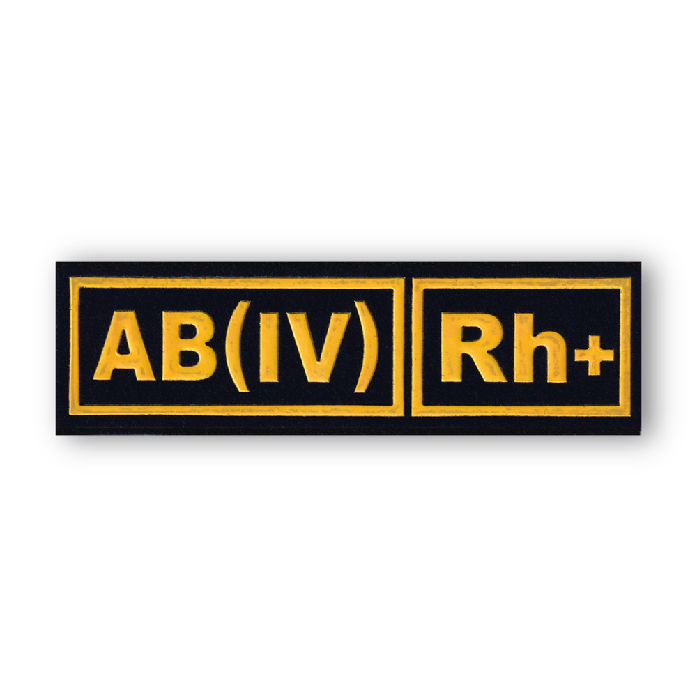 Нашивка ( Шеврон ) На Грудь Группа Крови AB(IV) Rh+ Черная / Пластизоль | ATRIBUTICASTORE.RU