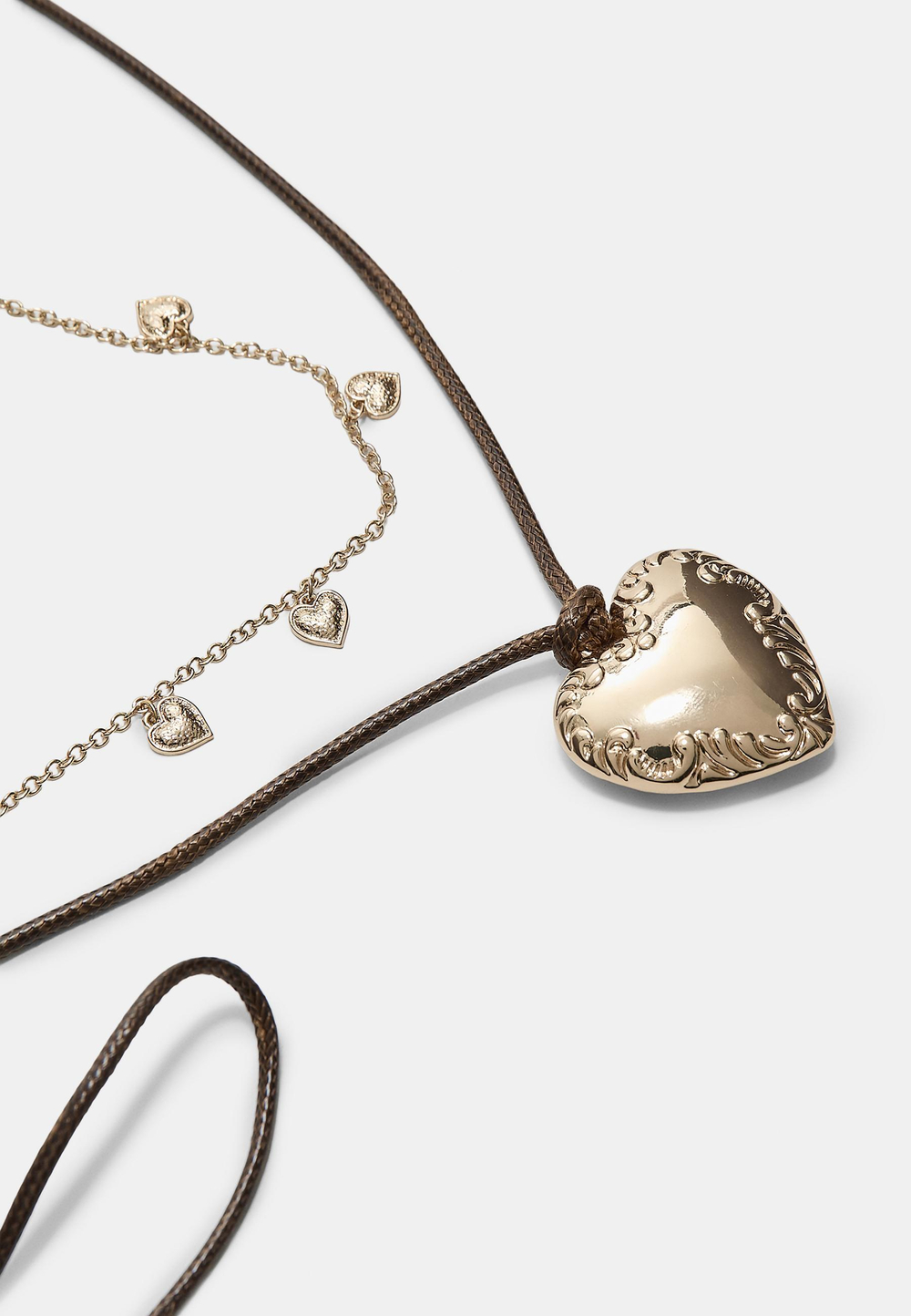 STRADIVARIUS Набор из 2 ожерелий в форме сердца, золотой