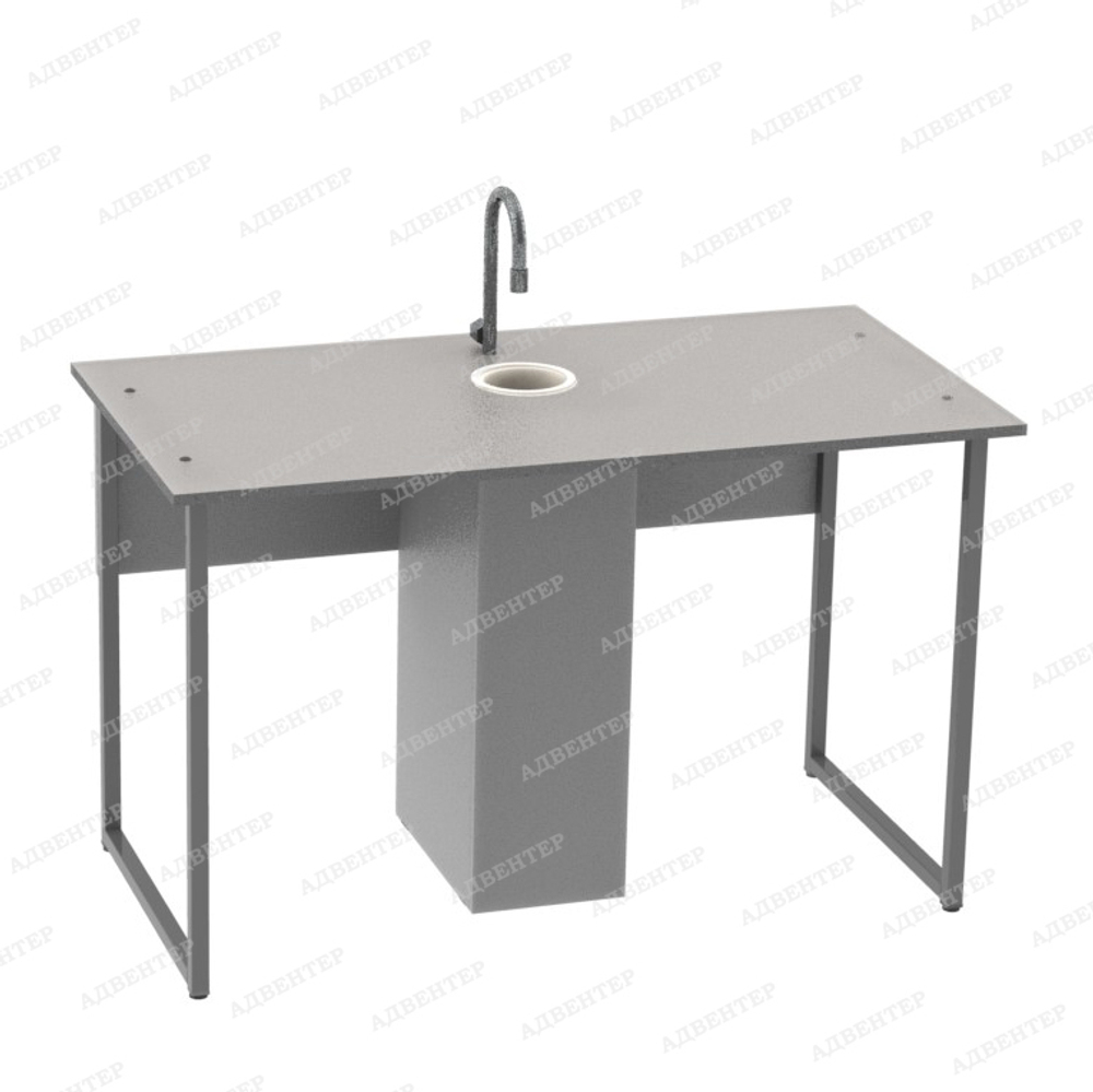 Стол лабораторный с мойкой на металлокаркасе