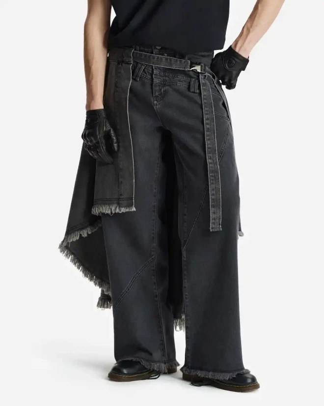 Юбка-саронг из денима графитовая