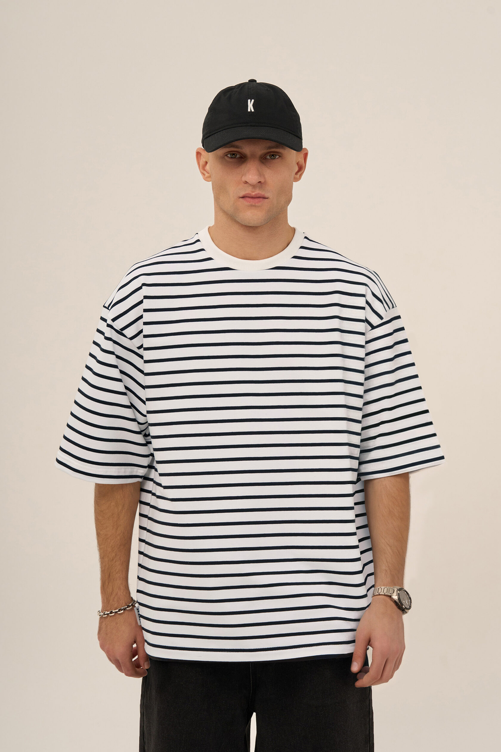 Футболка KUL'TURA OverSize "Basic" Полоска Черный