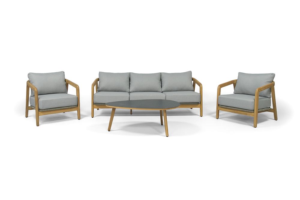 "Лейпциг" лаунж-зона из тика на 5 персон, цвет серый