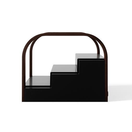 Полка для специй трехъярусная раздвижная bellwood, черная/орех