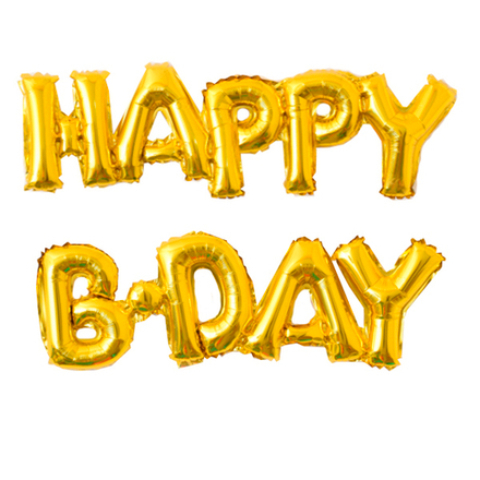 К Надпись, Happy B-Day, Gold (Золото), 59см Х 90см