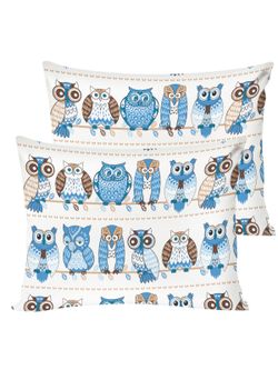 Постельное белье Сказка "Совушки" евро   наволочки 50х70 2шт Простынь на резинке 180х200 см  Пододеяльник 200х215 см