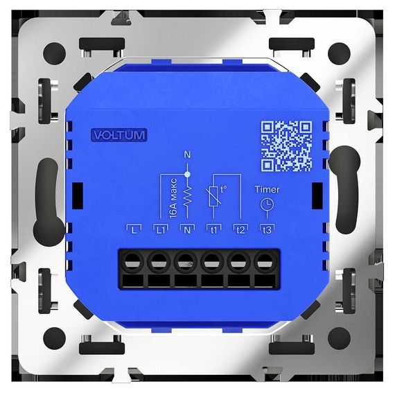 Терморегулятор электронный Voltum S70 с индикацией и датчиком, для теплого пола, (титан) VLS070106