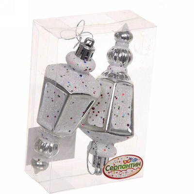 Ёлочные игрушки «Фонарик» 11 см (набор 2 шт), серебро