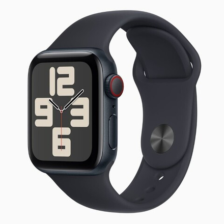 Apple Watch SE 2 (2024), 44 мм, Умные часы Корпус из алюминия цвета Темная ночь, спортивный ремешок Темная ночь (MXEK3)