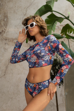 Купальник разд. с рукавом Blue Floral Print