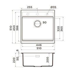 Мойка Kitagawa 51-GB Artceramic/графит