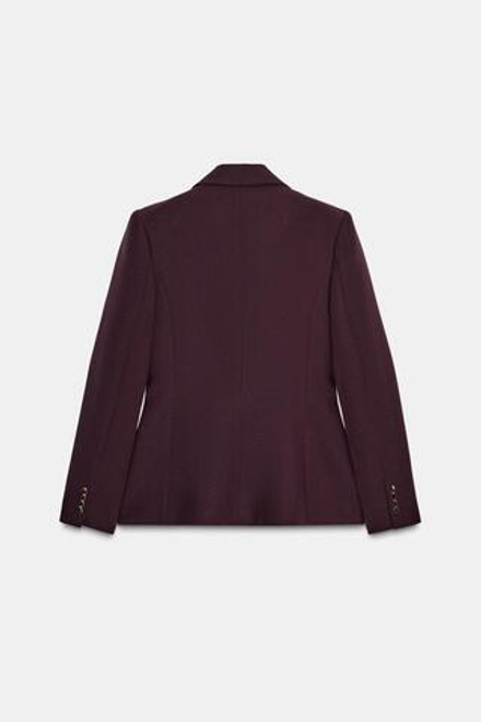 ZARA ПРИТАЛЕННЫЙ БЛЕЙЗЕР С ПОДПЛЕЧНИКАМИ, БУРГУНДИ