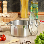 Кастрюля нерж, 3.4 л, с крыш, крышка стекло, Daniks, Бонн, GS-01319-20CA, индукц