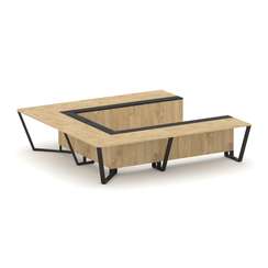 Steel Meet Стол переговорный П-образный KM-PR.B.SP-11P Тиквуд Светлый/Графит Глянец/Металл Черный 32