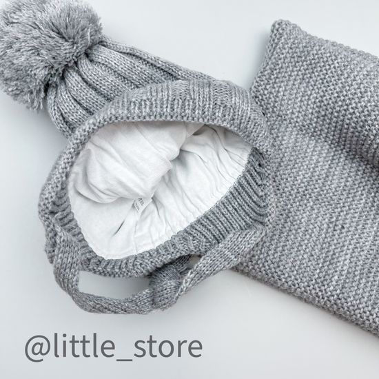 Шапка демисезонная "Дино" со снудом, Серая