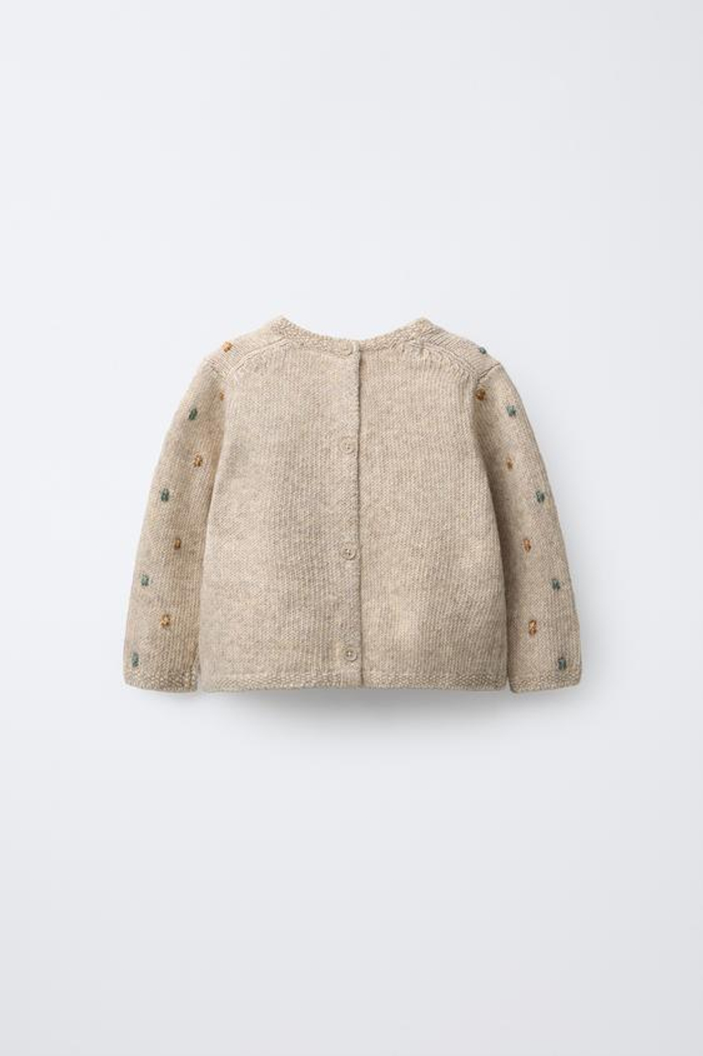 ZARA ВЯЗАНЫЙ ДЖЕМПЕР С ШАРИКАМИ, СВЕТЛО-БЕЖЕВЫЙ