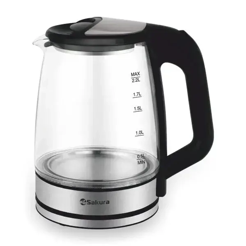 Чайник электр SA-2722BK (2.2) стекл подсв