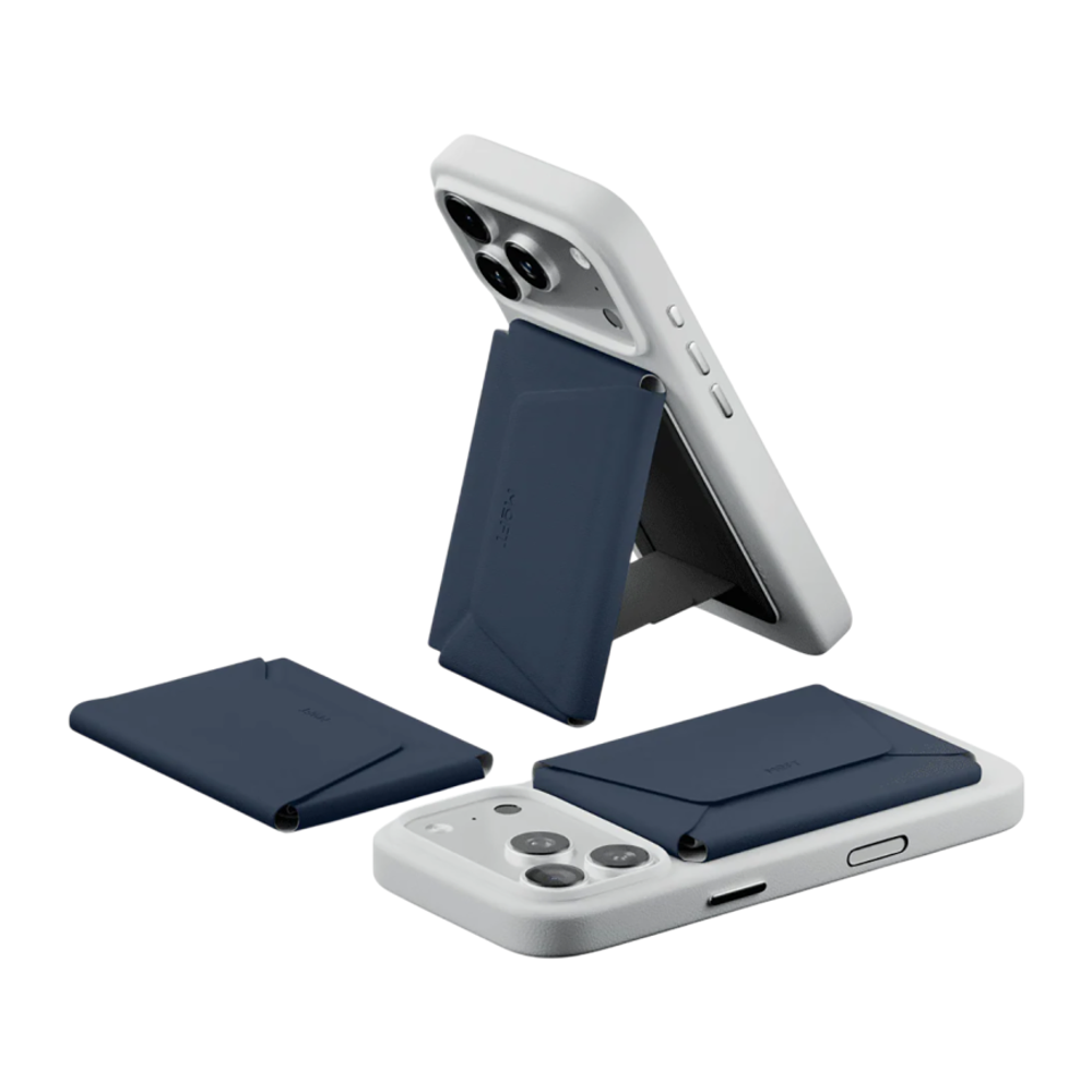 Кожаный чехол-бумажник MagSafe с подставкой MOFT Snap Field Wallet Картхолдер из веганской кожи. Вмещает до восьми карт. Есть RFID-защита, небольшое отделение для купюр и кармашки для SIM-карты и устройства её извлечения