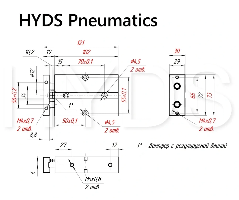 TN 25x40-S Пневмоцилиндр двухпоршневой
