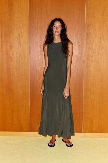 ZARA СВОБОДНОЕ ПЛАТЬЕ МИДИ, НЕФТЯНОЙ