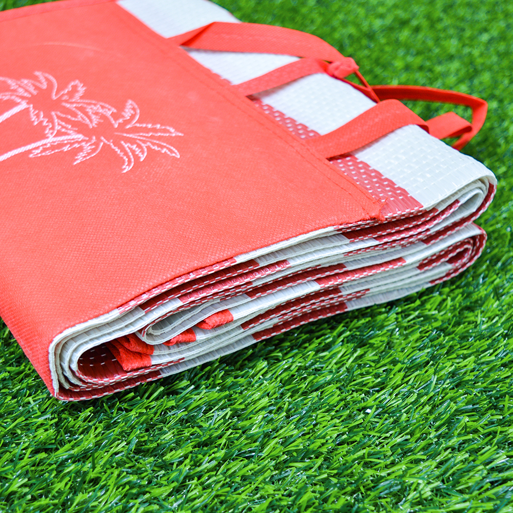 Коврик пляжный 120*170см циновка, цвет красный/белый