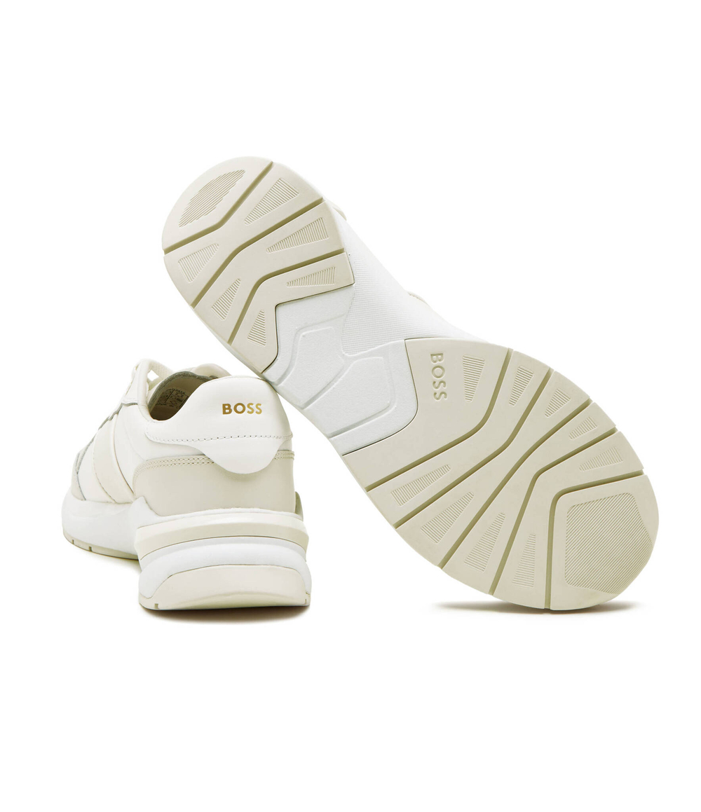 Кожаные кроссовки skylar_runn_slt BOSS BLACK - экрю(50513412)