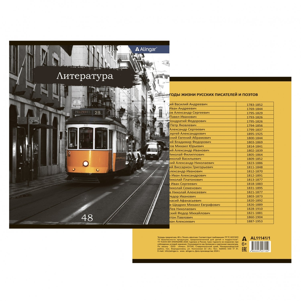 Комплект предметных тетрадей А5 48л.,10 предм., со справочным материалом, скрепка, мелованный картон(стандарт), блок офсет, Alingar "Город контрастов"