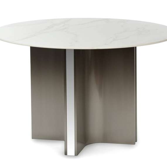 Обеденный стол Helixia Ø120 см, белая керамика