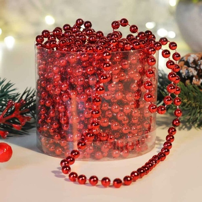 Цепь новогодняя 10м Шарик d0,6см, цвет красный