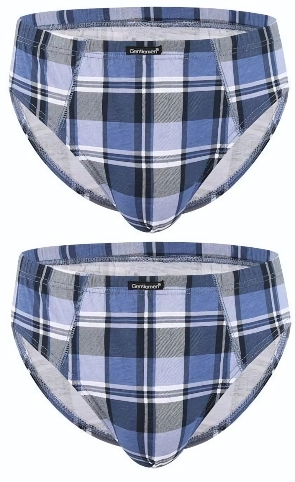 Набор из 2 клетчатых трусов-слипов Gentlemen (Размер: XL) (Цвет: серый с голубым)
