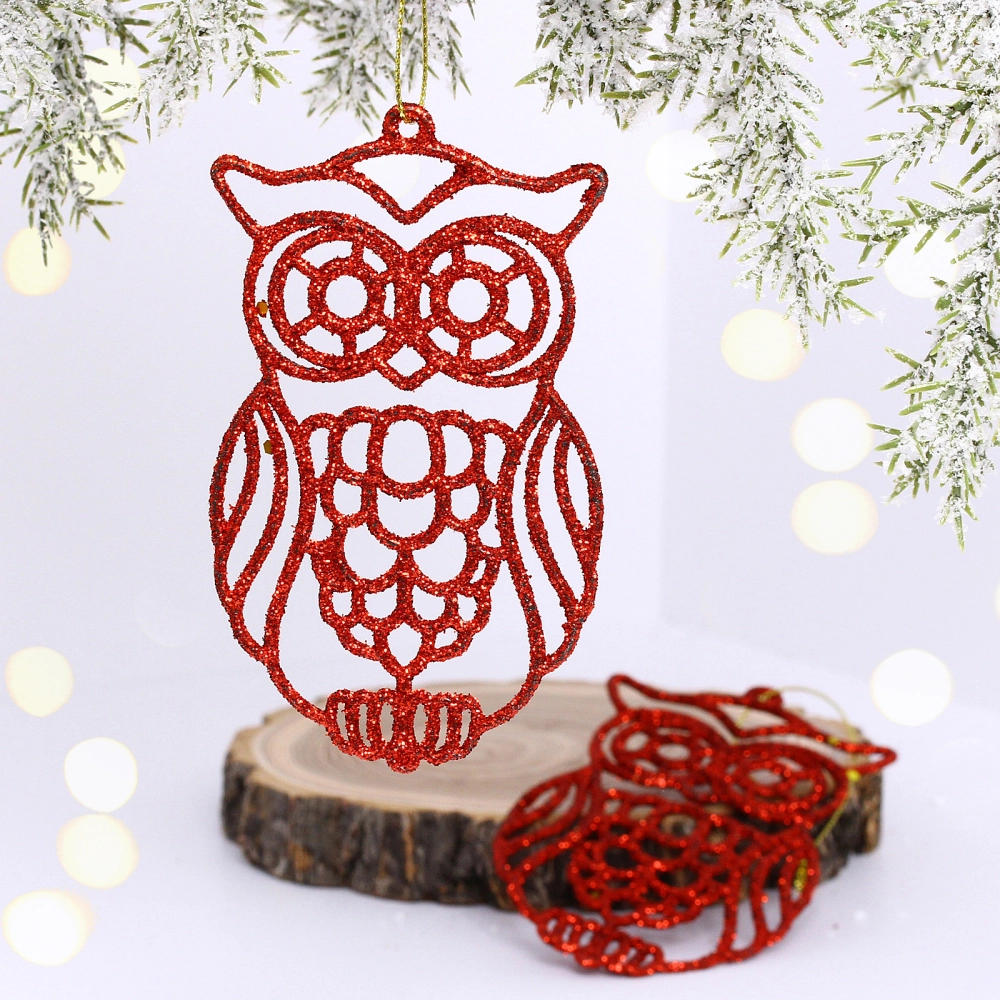 Подвеска «Мудрая сова» 10 см (набор 2 шт), красный
