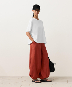 OYSHO Свободные брюки из 100% льна, красный