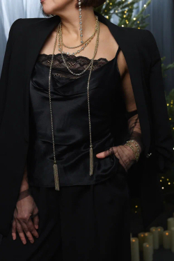 Колье "Богема" с цирконами, оттенок золото