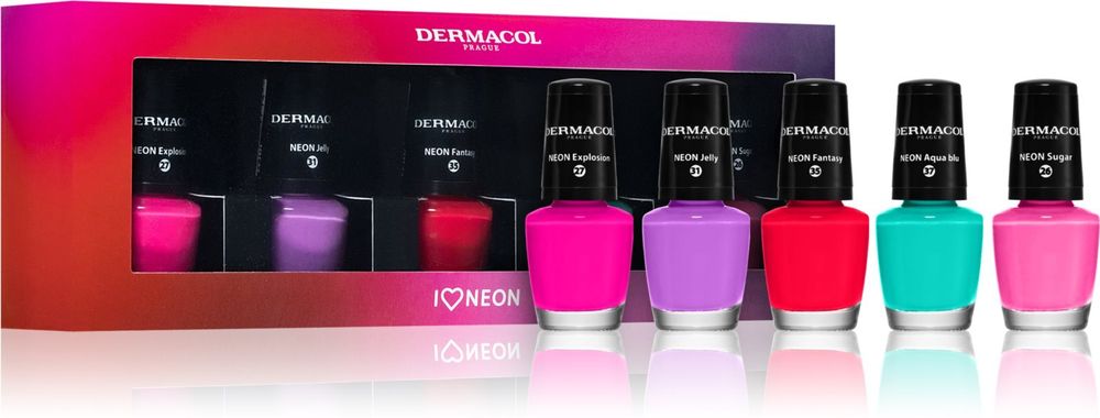 Dermacol Neon неоновый лак для натуральных и искусственных ногтей (подарочный набор)